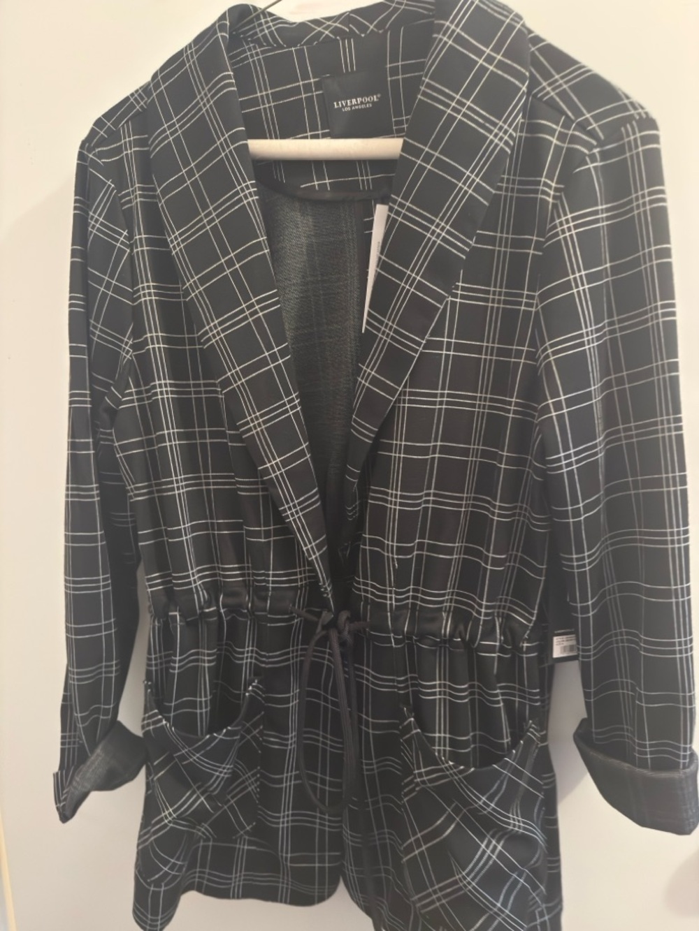 Liverpool Black and White Windowpane Drawstring Blazer